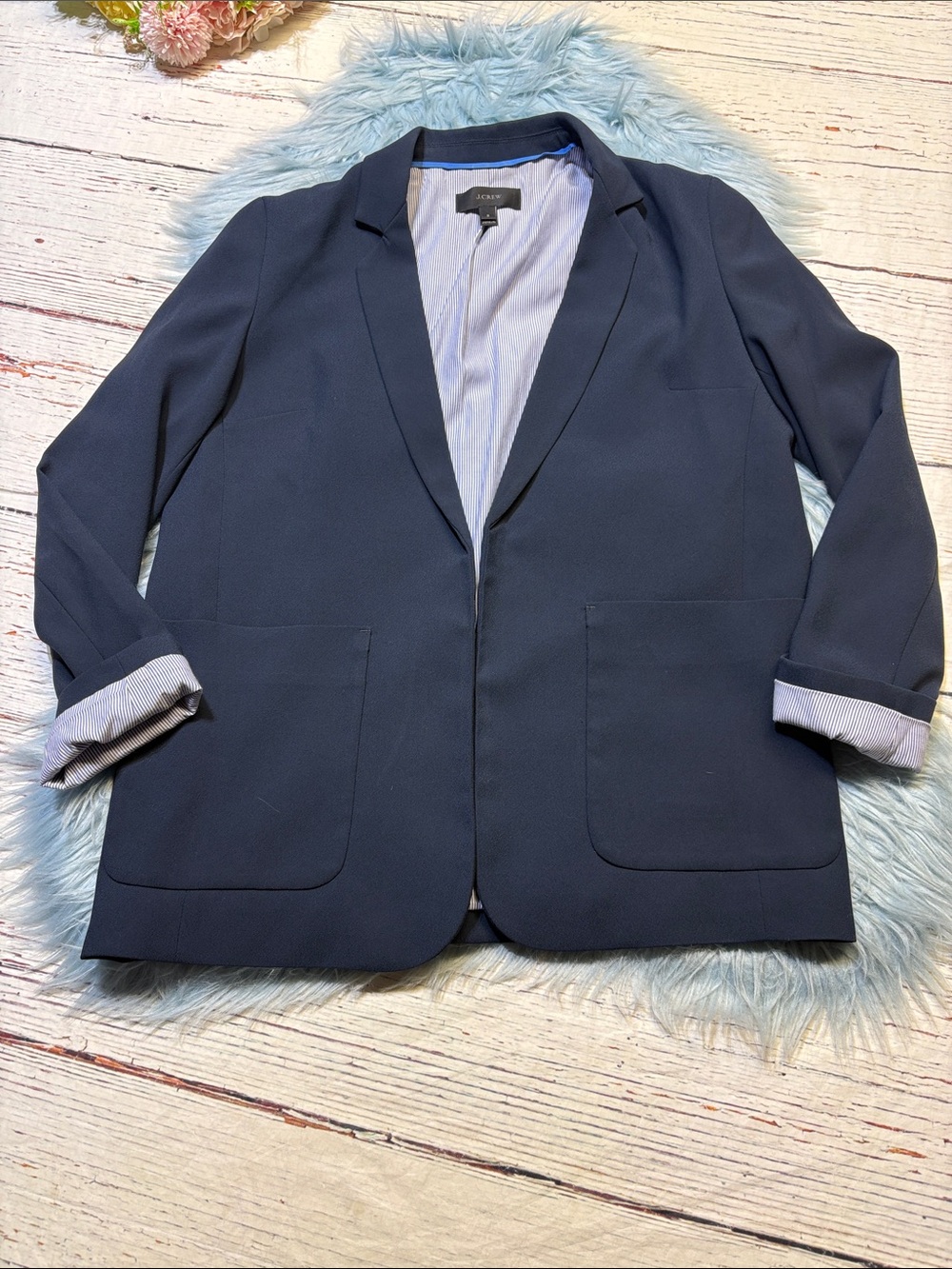 J. Crew Navy Open Front Blazer Jacket sz 2